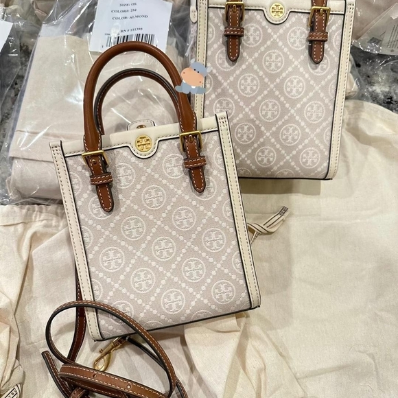 Tory Burch T Monogram Mini Tote Bag In Almond Color